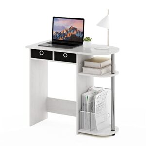 Furinno Go Green Home Laptop Notebook Computer Desk/Table with 2 Drawer Bins, White Oak/Chrome