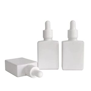 BEGIKET 12 Pack 1 oz Square Glass Dropper Bottle for Essential Oil, 30ml /1 oz White Coated Glass Bottle with Eye Droppers, for Perfume,Serums and Liquids (Matte White)