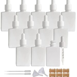 BEGIKET 12 Pack 1 oz Square Glass Dropper Bottle for Essential Oil, 30ml /1 oz White Coated Glass Bottle with Eye Droppers, for Perfume,Serums and Liquids (Matte White)