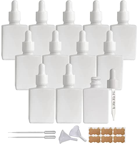 BEGIKET 12 Pack 1 oz Square Glass Dropper Bottle for Essential Oil, 30ml /1 oz White Coated Glass Bottle with Eye Droppers, for Perfume,Serums and Liquids (Matte White)