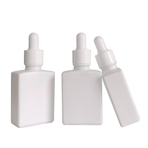 BEGIKET 12 Pack 1 oz Square Glass Dropper Bottle for Essential Oil, 30ml /1 oz White Coated Glass Bottle with Eye Droppers, for Perfume,Serums and Liquids (Matte White)