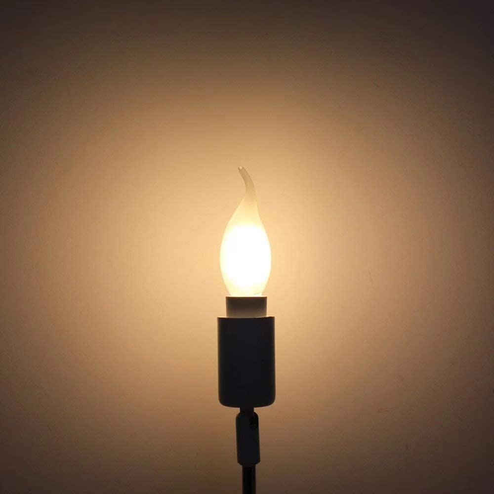 E12 LED Candelabra Bulb,4W Vintage Edison Style Light Bulbs, 40 Watt Equivalent,2700K Warm Soft White 400LM, Dimmable Candle Bulbs, C35 Frosted Glass Flame Shape Bent Tip（6pack）