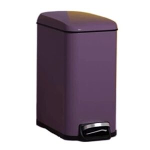 INKTUS Kitchen Garbage Can Stainless Steel Garbage Can for Bedroom Foot-Operated Purple Trash Can with Lid Paper Basket Office Trash Can (Color : Purple, Size : 14.5 * 23 * 28.5cm)