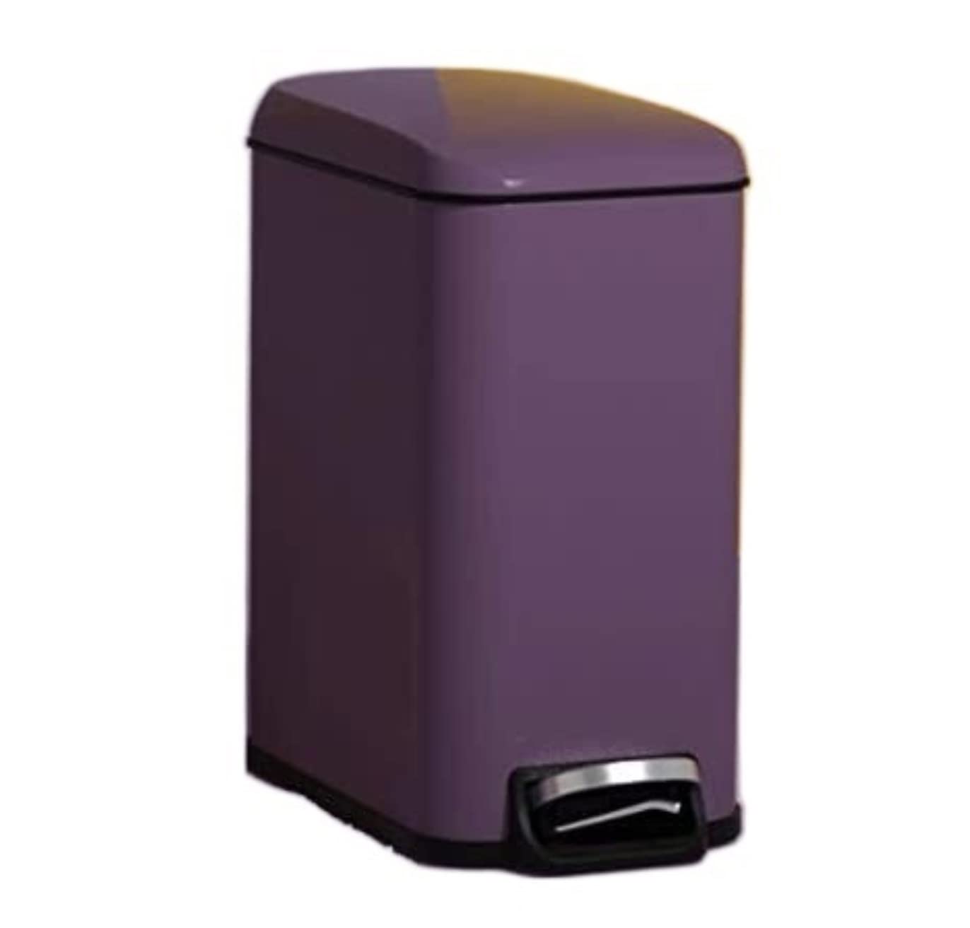 INKTUS Kitchen Garbage Can Stainless Steel Garbage Can for Bedroom Foot-Operated Purple Trash Can with Lid Paper Basket Office Trash Can (Color : Purple, Size : 14.5 * 23 * 28.5cm)