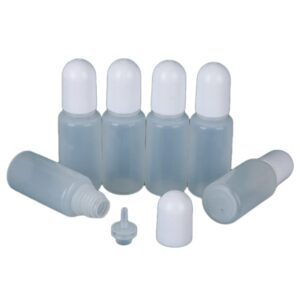 lasenersm 20 pieces 10ml ldpe plastic thin tip dropper bottles liquid drop bottles small mouth dropping bottles empty squeeze dropper bottles translucent plastic dropper bottle with white cap