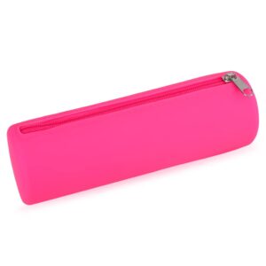 oyachic colorful silicone pencil case cylinder pencil pouch zipper pencil bag aesthetic pencil pouch pen bag women makeup office markers supplies