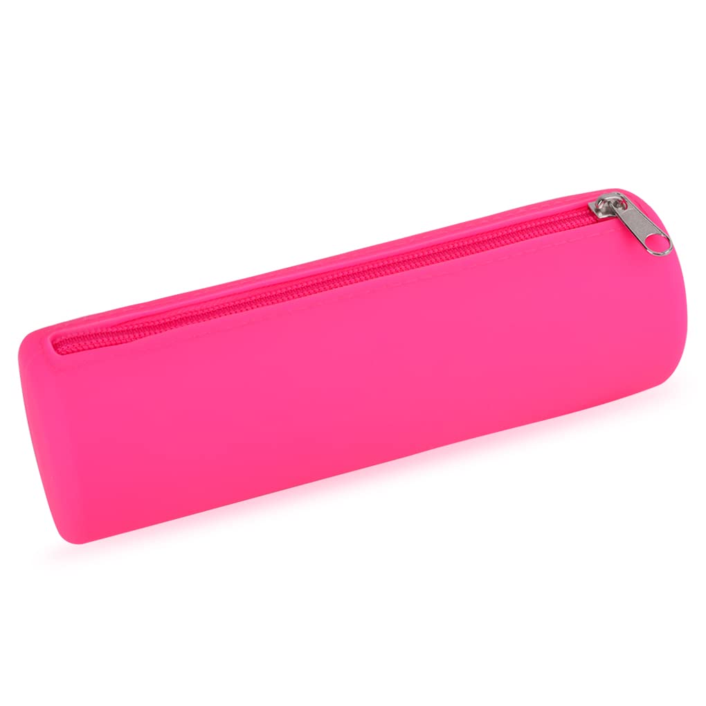 Oyachic Colorful Silicone Pencil Case Cylinder Pencil Pouch Zipper Pencil Bag Aesthetic Pencil Pouch Pen Bag Women Makeup Office Markers Supplies