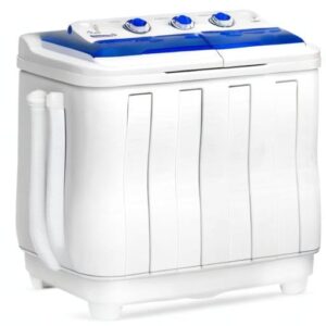 WANGMUXIA Portable Waher and Dryer, 2-in-1 Twin Tub 20lbs Capacity Washer(12lbs) and Spinner dryer(8lbs) Built-in Drain Pump，Timer Function, Apartments, Dorms, College Rooms, RV’s and more