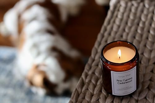 All-Natural Pine, Cypress, Cedarwood Aromatherapy Essential Oil Candle, Safe for People and Pets, Made with Pure Sustainable Organic Vegan Coconut Wax, Allergy Friendly, Non Toxic, Zero Waste