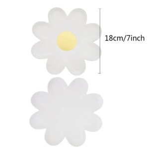 30 Pieces Daisy Flower Shape Disposable Plates 7inch Paper Plates Party Tableware Daisy Food Tray Daisy Party Dessert Plates for Summer Spring Wedding Birthday Baby Shower Bridal Disposable Dinnerware