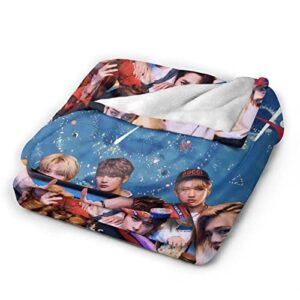 Super Soft Stray Flannel Throw Hyunjin Bangchan Felix Blanket Kids for Bed Sofa Office Knee pad,Bed car Camp Beach Blanket Throw Blankets 50"X40"