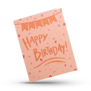 hustle & hope happy birthday greeting card - single - bright color -confetti - gifts for friends (orange confetti)