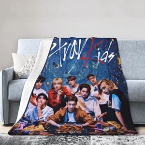 Super Soft Stray Flannel Throw Hyunjin Bangchan Felix Blanket Kids for Bed Sofa Office Knee pad,Bed car Camp Beach Blanket Throw Blankets 50"X40"