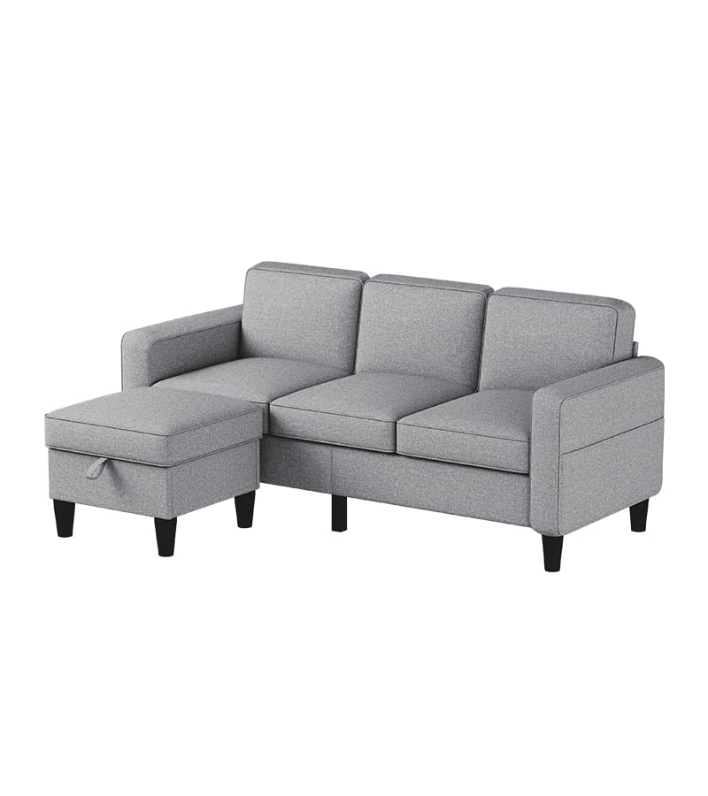 Youmumeub Convertible Sectional Sofa Couch, L-Shaped Couch 3-Seat Sofa with Storage Reversible Chaise, Sectional Couches for Living Room, Apartment and Small Space (Light Gray)