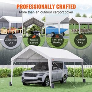 VEVOR Carport, 10x20 ft Heavy Duty Car Canopy Garage Boat Shelter Party Tent with 8 Reinforced Poles and 4 Weight Bags, UV Resistant Waterproof All-Season Tarp for SUV, F150, Car, Truck, Boat