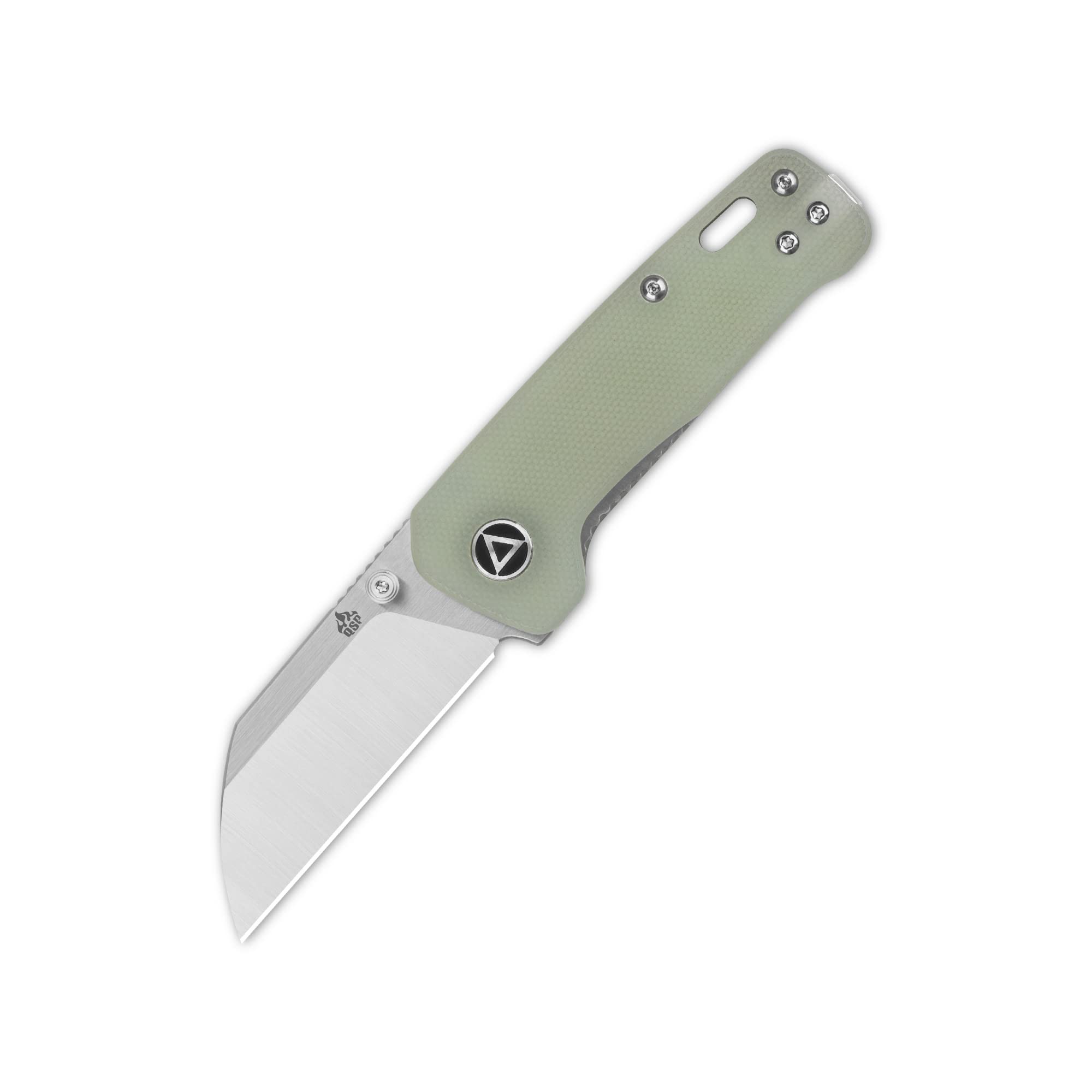 QSP KNIFE MINI PENGUIN POCKET KNIFE, 14C28N blade with variants handle scales, small size for everyday carry (satin blade, jade G10)