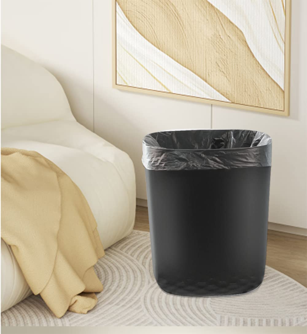 Feisco Small Trash Can for Bathroom with 60 Counts of Trash Bags,2.4 Gallon Bathroom Trash Can Wastebasket Garbage Container Bin for Bathroom Bedroom Kitchen Office (2, Black)