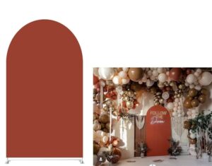 iydamc pastel burnt orange arch backdrop covers stretchy arched stand cover for parties decoration baby bridal shower birthday wedding party props no-377-4x7ft