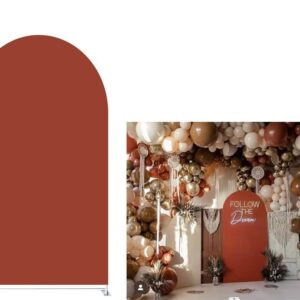 Iydamc Pastel Burnt Orange Arch Backdrop Covers Stretchy Arched Stand Cover for Parties Decoration Baby Bridal Shower Birthday Wedding Party Props NO-377-4x7ft