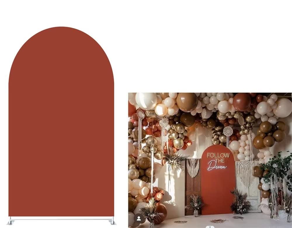 Iydamc Pastel Burnt Orange Arch Backdrop Covers Stretchy Arched Stand Cover for Parties Decoration Baby Bridal Shower Birthday Wedding Party Props NO-377-4x7ft