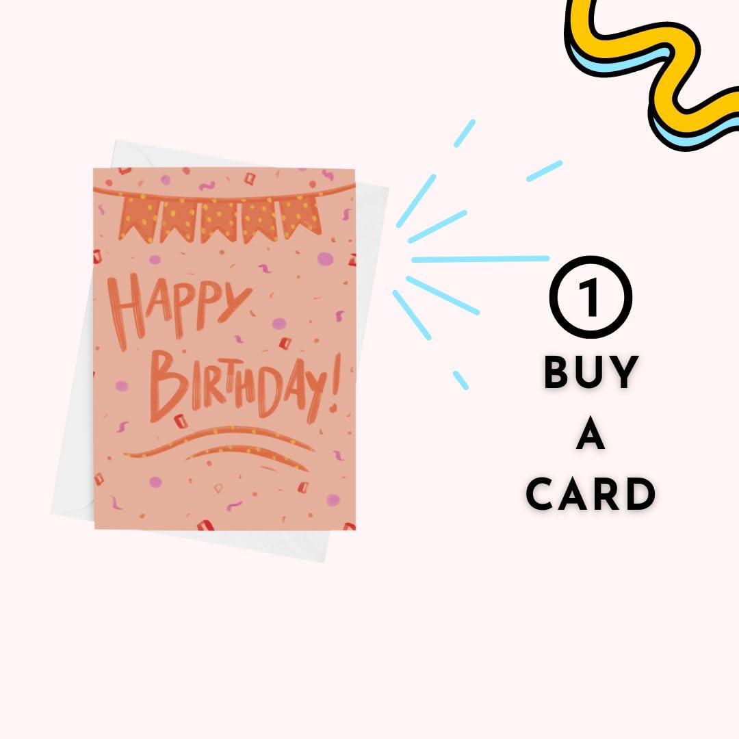 Hustle & Hope Happy Birthday Greeting Card - single - bright color -confetti - gifts for friends (Orange Confetti)