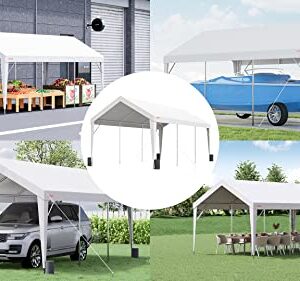 VEVOR Carport, 10x20 ft Heavy Duty Car Canopy Garage Boat Shelter Party Tent with 8 Reinforced Poles and 4 Weight Bags, UV Resistant Waterproof All-Season Tarp for SUV, F150, Car, Truck, Boat