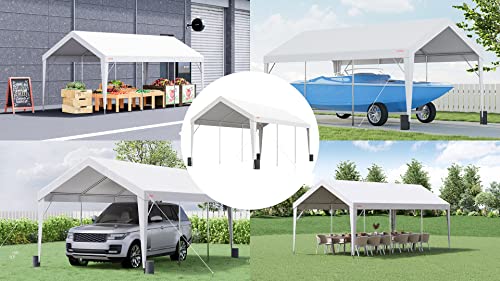 VEVOR Carport, 10x20 ft Heavy Duty Car Canopy Garage Boat Shelter Party Tent with 8 Reinforced Poles and 4 Weight Bags, UV Resistant Waterproof All-Season Tarp for SUV, F150, Car, Truck, Boat