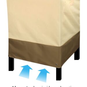 High Back Beige Patio Chair Covers Waterproof Heavy Duty Outdoor Bar Stool Covers Stackable Beige Patio Furniture Covers Set of 4 Outside Lounge Deep Seat Covers Lawn Chair Covers-Beige&Brown, 4 Pack