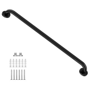 black shower grab bar w/anti-slip knurled grip 36 inch, zepolu stainless steel bathroom handicap grab bars, safety bar balanced handrail, handicap injury elderly senior assist support shower handle