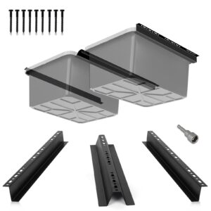 tafeida black steel overhead garage storage rack, 2-bin, easy installation