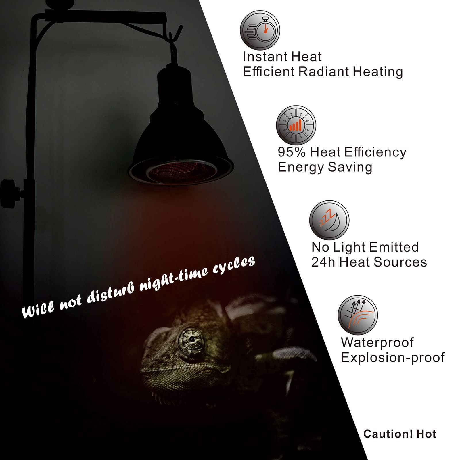 ExoRepti Deep Heat Projector Reptile Heat Lamp Bulb (DHP 55W, PAR30), Basking Light for Bearded Dragon & Leopard Gecko, Carbon Infrared Heater for Amphibian Pet