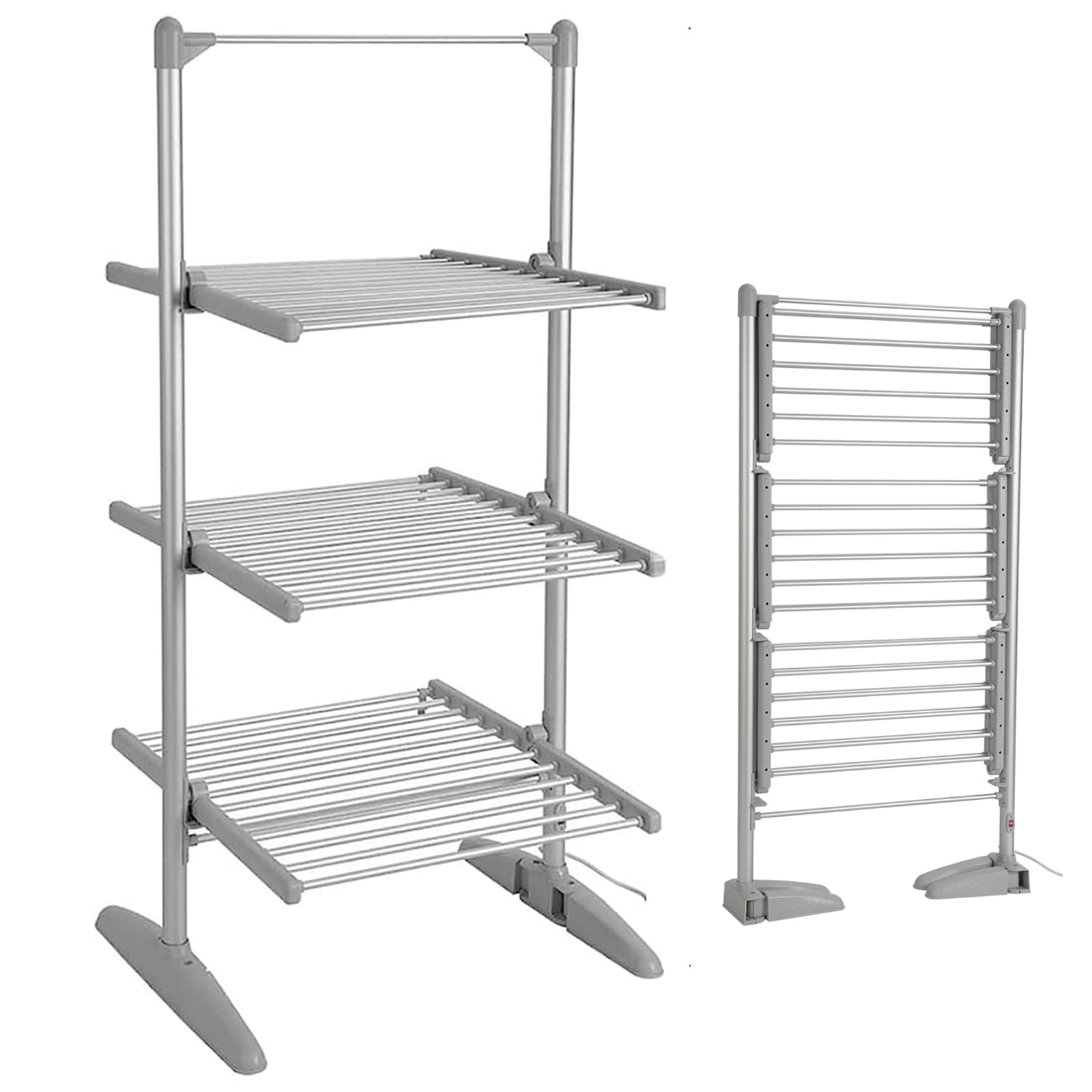 TRAGLO Heated Drying Rack Folding Electric Clothes Drying Rack Collapsible Laundry Drying Rack Free-Standing Heating Garment Dryer Towel Rail Space Saving for Home Indoor Outdoor