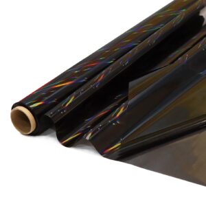 cmfyhm iridescent black cellophane wrap roll i 34 in wide x 50 ft long i colorful cello perfect for baskets,gifts, treats,birthday holiday wedding floral, party arts crafts decoration (black)