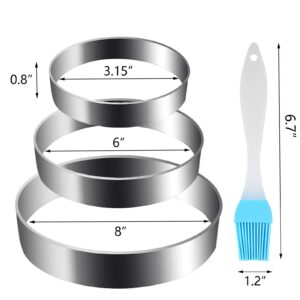 Stainless Steel Cooking Rings Molds 3.15”Egg Ring 6”Pancake Ring 8”Omelet Ring Nonstick Cooking Rings Egg Cooking Rings for Griddle Frying Eggs Pancake Omelette Muffins Sandwiches Waffles Breakfast