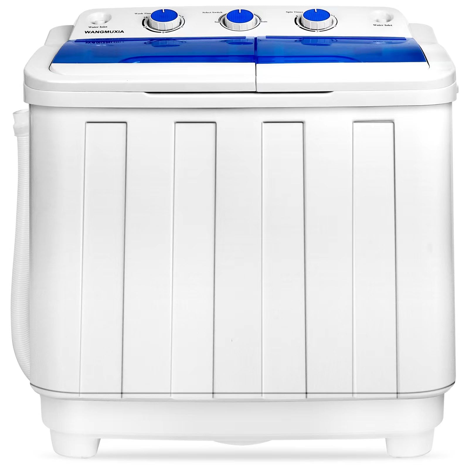 WANGMUXIA Portable Waher and Dryer, 2-in-1 Twin Tub 20lbs Capacity Washer(12lbs) and Spinner dryer(8lbs) Built-in Drain Pump，Timer Function, Apartments, Dorms, College Rooms, RV’s and more