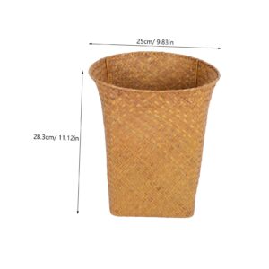 Operitacx Waste Basket, Wicker Trash Can, Round Wicker Basket, Woven Wicker Garbage Can for Bedroom, Bathroom