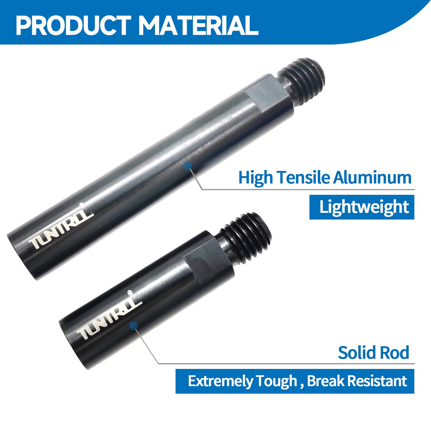 TUNTROL 5/8"-11 Thread Rotary Extension Shaft Set, 5" & 3" & 3" Aluminum Connecting Rod Extender for Car Polisher, Angle Grinder, Backing Plate