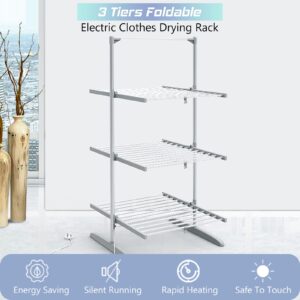 TRAGLO Heated Drying Rack Folding Electric Clothes Drying Rack Collapsible Laundry Drying Rack Free-Standing Heating Garment Dryer Towel Rail Space Saving for Home Indoor Outdoor