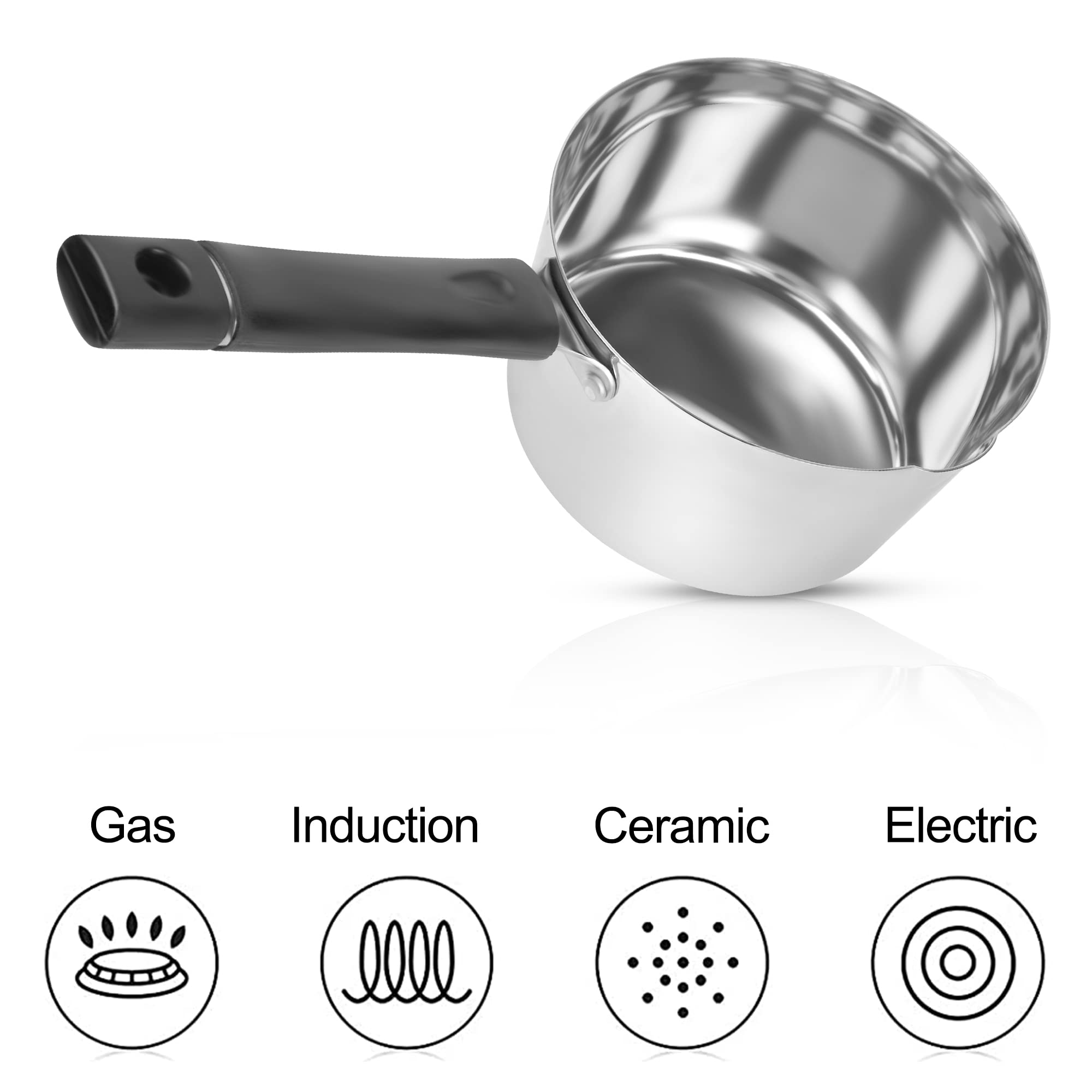 KSJONE 1.2-Quart Professional Grade Saucepan with Stay Cool Handles, Kitchen Cooking Pans, Dishwasher Oven Safe & Compatible with All Stovetops Multipurpose for Home Restaurant, Silver