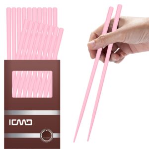 10 pairs chopsticks-reusable chopsticks dishwasher safe, 9.63 inch/24.5cm fiberglass non-slip for family/ restaurant sushi ramen rice japanese korean chop sticks, chinese chop sticks- pink