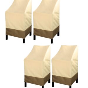 High Back Beige Patio Chair Covers Waterproof Heavy Duty Outdoor Bar Stool Covers Stackable Beige Patio Furniture Covers Set of 4 Outside Lounge Deep Seat Covers Lawn Chair Covers-Beige&Brown, 4 Pack