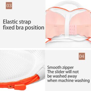 MISNODE Lingerie Bag Polyester Laundry Bra Meshs Bags 13x10 inch 3D Cup Shape Design Mesh Laundry Bag Built In 3D Cartilage Support Bra Laundry Bags for Washing Machines (Orange 2pcs)