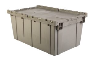 hudson exchange 27.3 x 17.2 x 12.6 (1 pack) storage tote distribution container with hinged attached lid, gray/brown