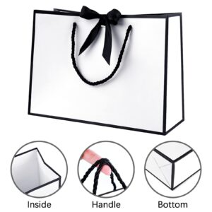 JMANNI Gift Bags, Medium Gift Bags with Tissue Paper, 2Pcs Gift Bags Medium Size with Handle and Bow Ribbon for Any Birthday, Weddings, Mothers Day & Special Occasion 11''x7.87''x4'' (Black-White)