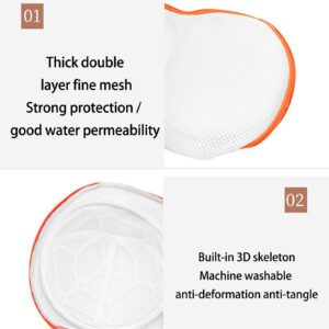 MISNODE Lingerie Bag Polyester Laundry Bra Meshs Bags 13x10 inch 3D Cup Shape Design Mesh Laundry Bag Built In 3D Cartilage Support Bra Laundry Bags for Washing Machines (Orange 2pcs)