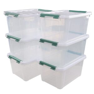 annkkyus 20 quart clear latching boxes, plastic storage bins with lids set of 6