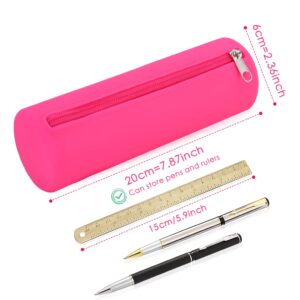 Oyachic Colorful Silicone Pencil Case Cylinder Pencil Pouch Zipper Pencil Bag Aesthetic Pencil Pouch Pen Bag Women Makeup Office Markers Supplies