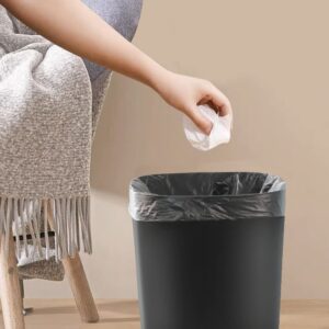 Feisco Small Trash Can for Bathroom with 60 Counts of Trash Bags,2.4 Gallon Bathroom Trash Can Wastebasket Garbage Container Bin for Bathroom Bedroom Kitchen Office (2, Black)