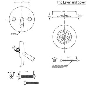 Trip Lever Tub Trim Kit Set with Two Hole Overflow Face Plate, Trip Lever Bathtub Drain with Strainer, Overflow and Matching Screws - Oil Rubbed Bronze