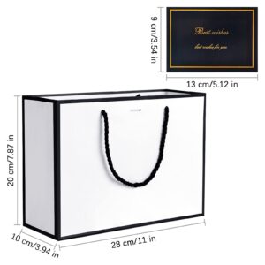 JMANNI Gift Bags, Medium Gift Bags with Tissue Paper, 2Pcs Gift Bags Medium Size with Handle and Bow Ribbon for Any Birthday, Weddings, Mothers Day & Special Occasion 11''x7.87''x4'' (Black-White)